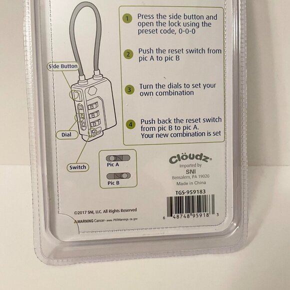 Cloudz Multi Purpose Cable Combo Lock - Picture 6 of 11